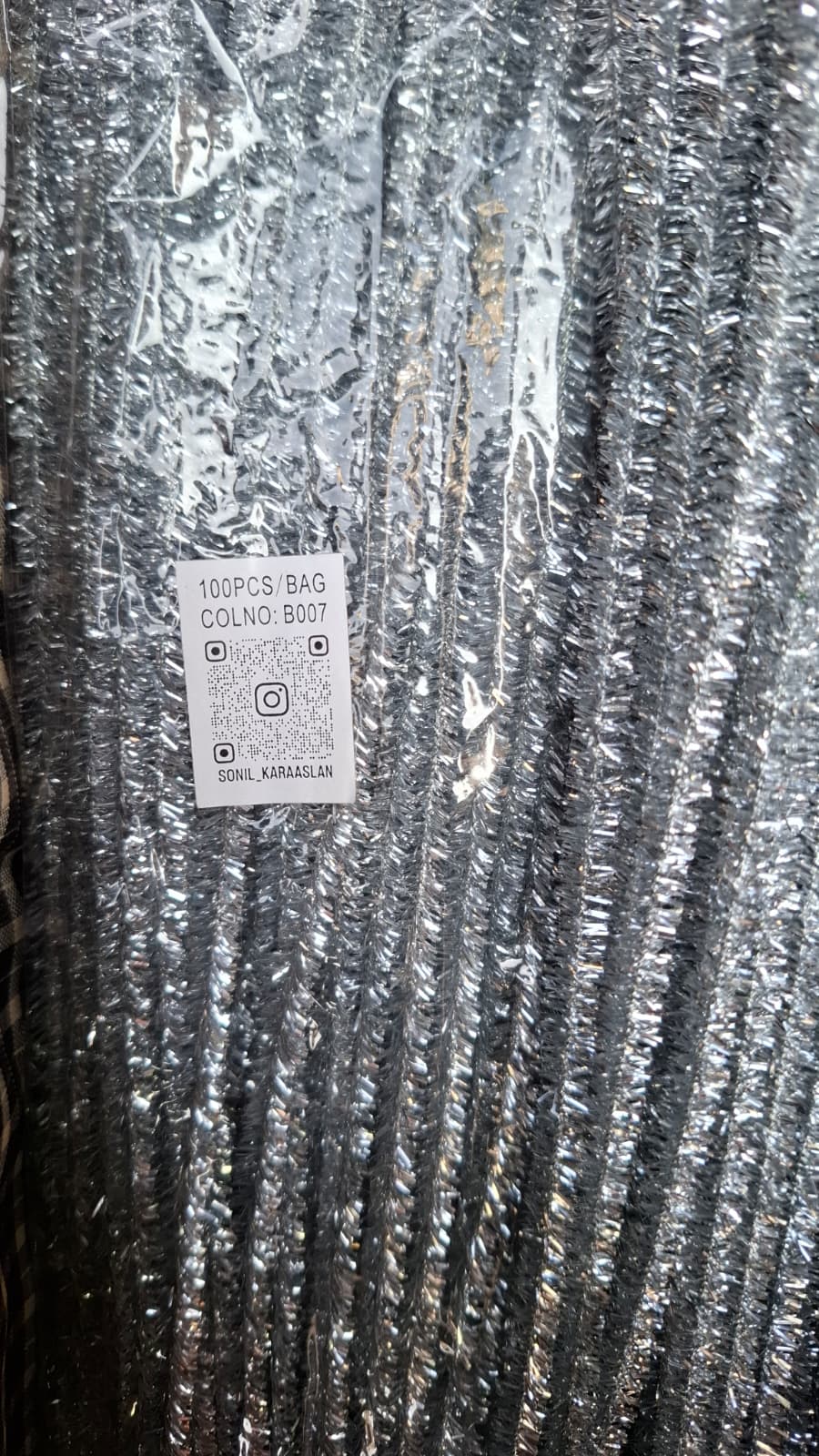 Gümüş Simli Renk Şönil RENK KOD B007 🌸Tel, El İşi, DIY Çiçek Yapım Teli, 1 Paket 100 Adet, - 30 Cm