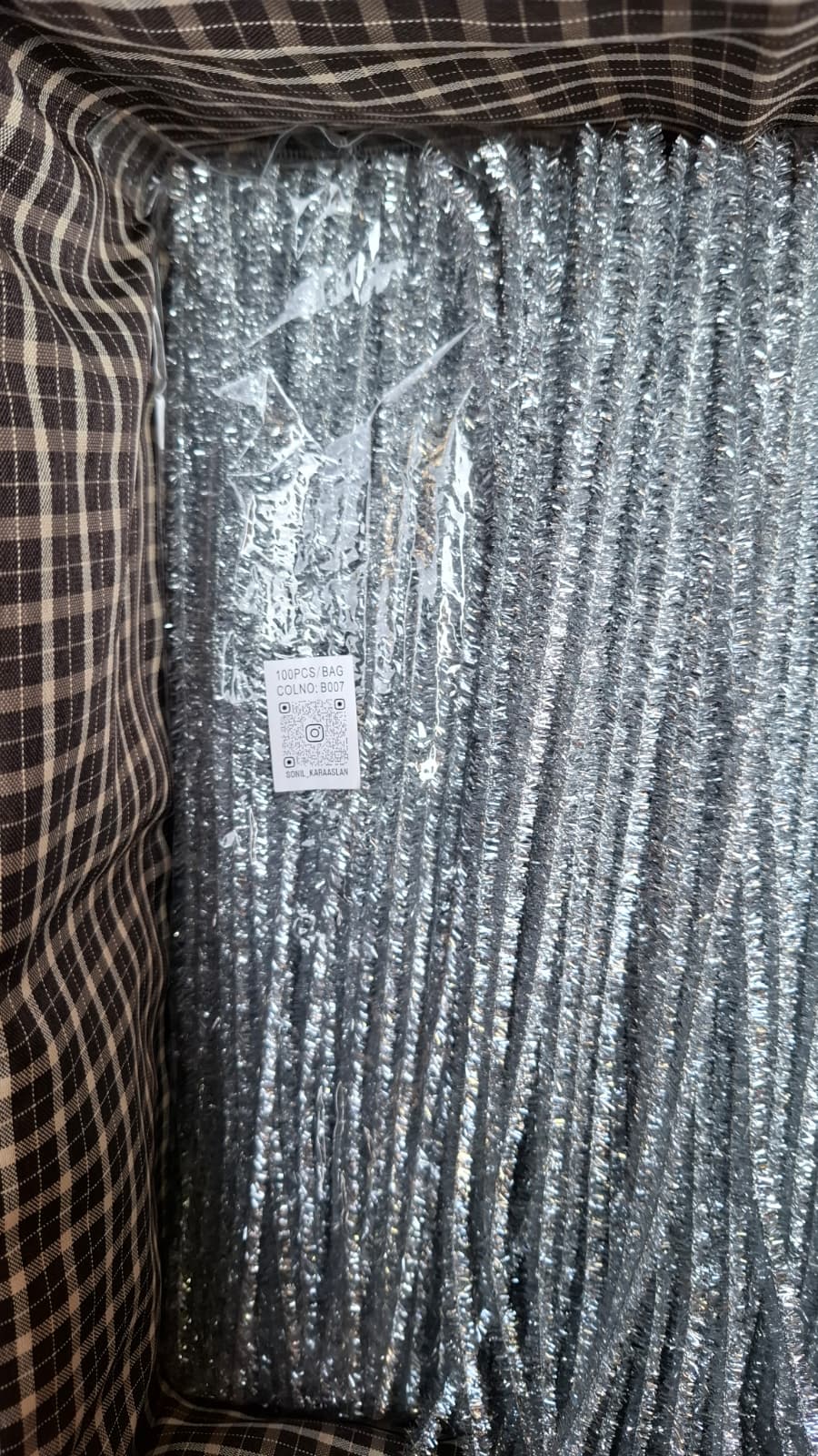 Gümüş Simli Renk Şönil RENK KOD B007 🌸Tel, El İşi, DIY Çiçek Yapım Teli, 1 Paket 100 Adet, - 30 Cm