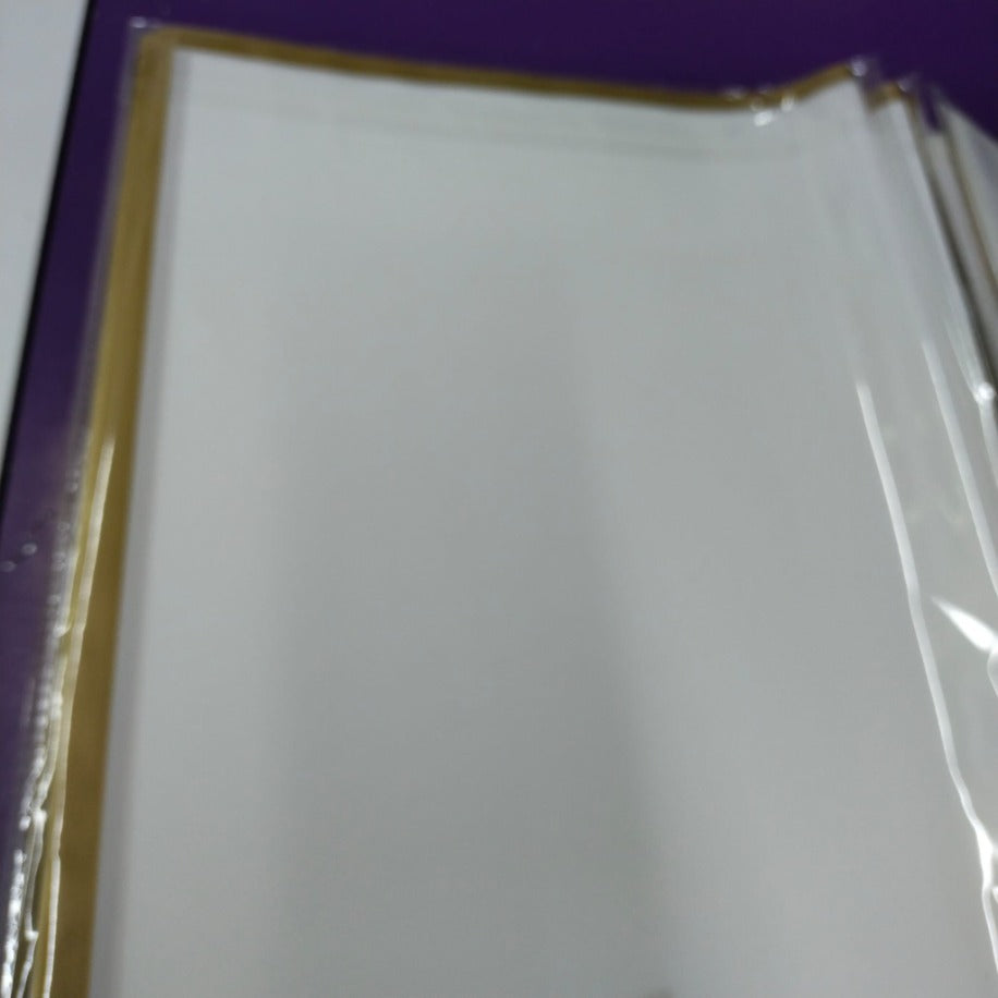 Çiçek Paketleme Ambalajı -Kağıdı Buket Sarma ve Hediye Paketi -20 adet beyaz renk -altın kenar