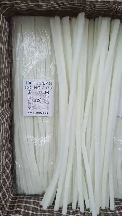 ŞÖNİL 100 LÜ KIRIK BEYAZ RENK KOD A070 30 CM -🛍️ YOĞUN TÜYLÜ HOBİ ÇUBUĞU TEL EL İŞİ 100 LÜ PAKET💐