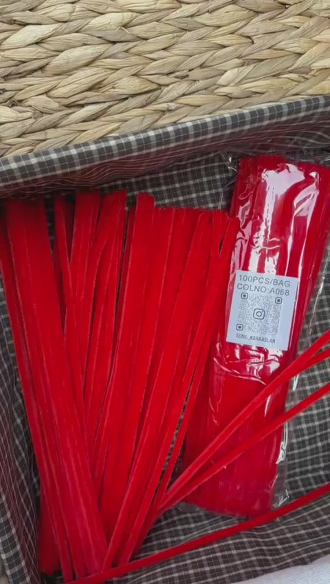 ŞÖNİL 100 LÜ NAR KIRMIZI RENK KOD A068 30 CM -🛍️ YOĞUN TÜYLÜ HOBİ ÇUBUĞU TEL EL İŞİ 100 LÜ PAKET💐