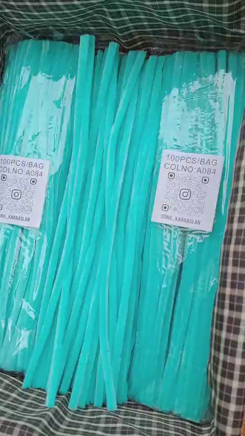 RENK KOD A084 ŞÖNİL 100 LÜ MİNT YEŞİL 30 CM -🛍️ YOĞUN TÜYLÜ HOBİ ÇUBUĞU TEL EL İŞİ 100 LÜ PAKET💐