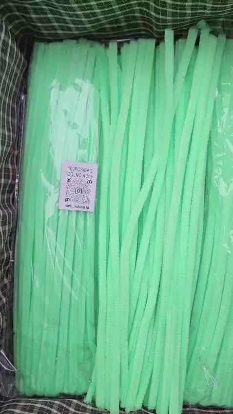 30 cm A043 YEŞİL KOD ŞÖNİL -🛍️ TÜYLÜ HOBİ ÇUBUĞU 100 LÜ PAKET💐