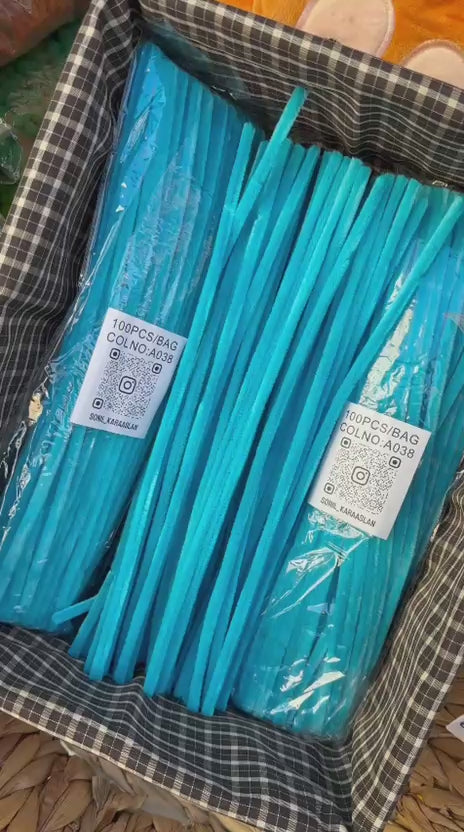 ŞÖNİL 100 LÜ MAVİ RENK KOD A038 30 CM -🛍️ YOĞUN TÜYLÜ HOBİ ÇUBUĞU TEL EL İŞİ 100 LÜ PAKET💐