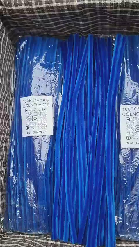 ŞÖNİL 100 LÜ SAX MAVİ RENK KOD A019 30 CM -🛍️ YOĞUN TÜYLÜ HOBİ ÇUBUĞU TEL EL İŞİ 100 LÜ PAKET💐