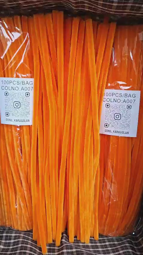 ŞÖNİL 100 LÜ TURUNCU RENK KOD A007 30 CM -🛍️ YOĞUN TÜYLÜ HOBİ ÇUBUĞU TEL EL İŞİ 100 LÜ PAKET💐