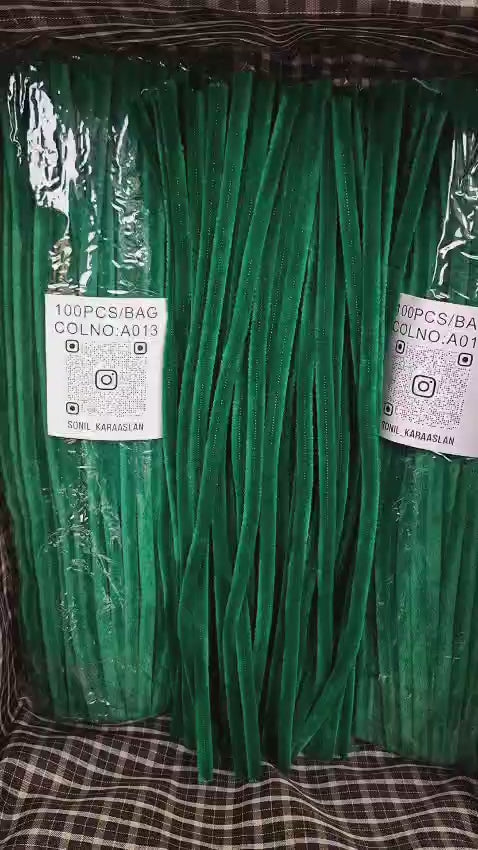 ŞÖNİL 100 LÜ ZÜMRÜT RENK KOD A013 30 CM -🛍️ YOĞUN TÜYLÜ HOBİ ÇUBUĞU TEL EL İŞİ 100 LÜ PAKET💐