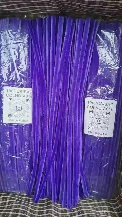 ŞÖNİL 100 LÜ MOR RENK KOD A016 30 CM -🛍️ YOĞUN TÜYLÜ HOBİ ÇUBUĞU TEL EL İŞİ 100 LÜ PAKET💐