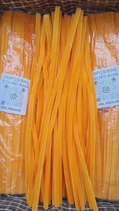 ŞÖNİL 100 LÜ HARDAL SARISI RENK KOD A054 30 CM -🛍️ YOĞUN TÜYLÜ HOBİ ÇUBUĞU TEL 100 LÜ PAKET💐