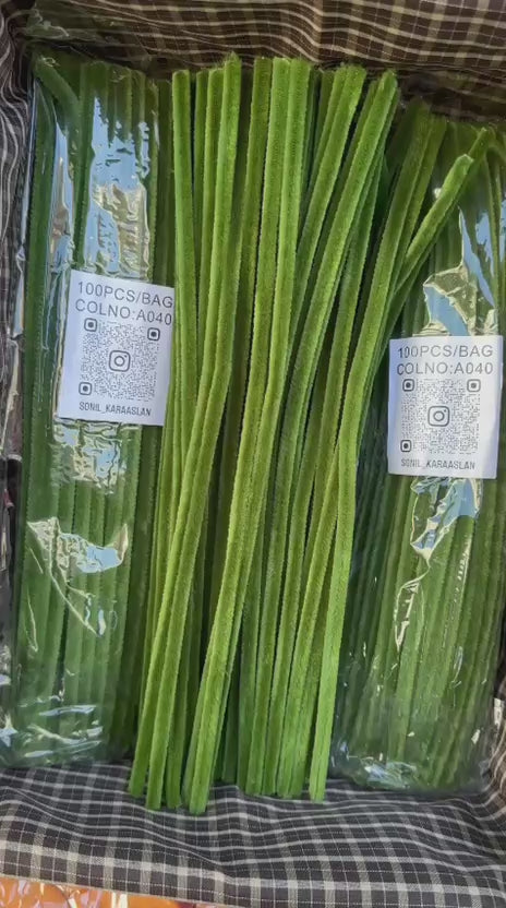 ŞÖNİL 100 LÜ YEŞİL RENK KOD A040 30 CM -🛍️ YOĞUN TÜYLÜ HOBİ ÇUBUĞU TEL EL İŞİ 100 LÜ PAKET💐