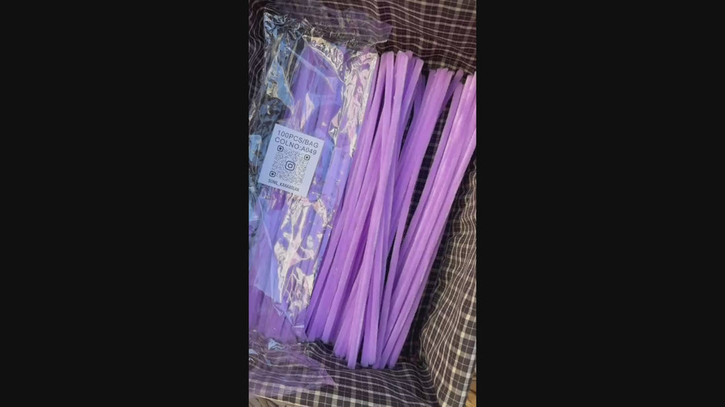 ŞÖNİL 100 LÜ LİLA RENK KOD A049 30 CM -🛍️ YOĞUN TÜYLÜ HOBİ ÇUBUĞU TEL EL İŞİ 100 LÜ PAKET💐