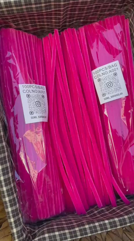 ŞÖNİL 100 LÜ FUŞYA RENK KOD A001 30 CM -🛍️ YOĞUN TÜYLÜ HOBİ ÇUBUĞU TEL EL İŞİ 100 LÜ PAKET💐
