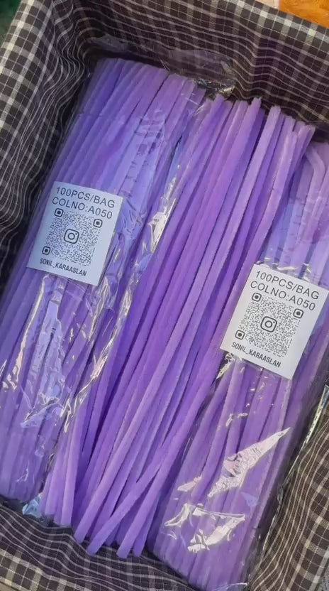 ŞÖNİL 100 LÜ LİLA RENK KOD A050 30 CM -🛍️ YOĞUN TÜYLÜ HOBİ ÇUBUĞU TEL EL İŞİ 100 LÜ PAKET💐