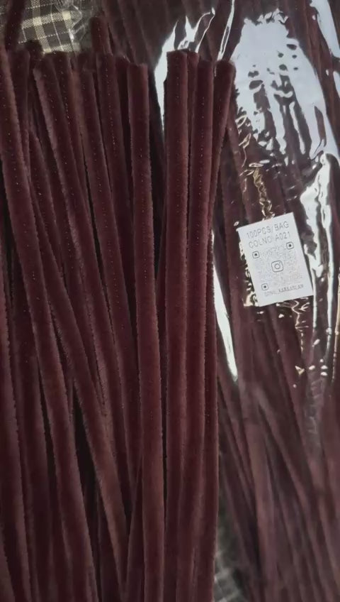ŞÖNİL 100 LÜ KOYU KAHVE RENK KOD A021 30 CM -🛍️ YOĞUN TÜYLÜ HOBİ ÇUBUĞU TEL EL İŞİ 100 LÜ PAKET💐