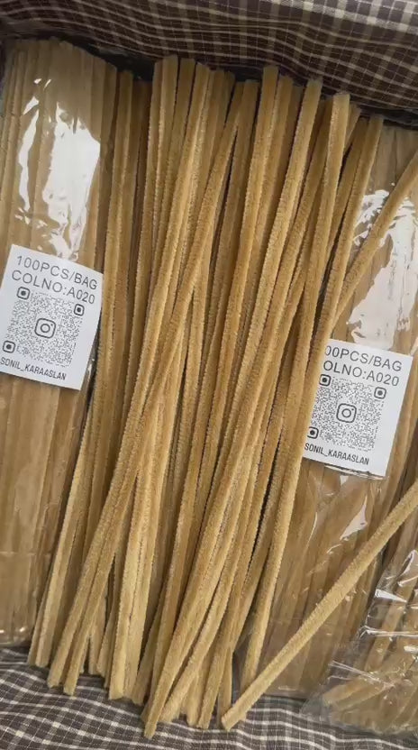 ŞÖNİL 100 LÜ KAHVERENGİ RENK KOD A020 30 CM -🛍️ YOĞUN TÜYLÜ HOBİ ÇUBUĞU TEL EL İŞİ 100 LÜ PAKET💐