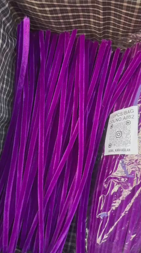 ŞÖNİL 100 LÜ MOR RENK KOD A082 30 CM -🛍️ YOĞUN TÜYLÜ HOBİ ÇUBUĞU TEL EL İŞİ 100 LÜ PAKET💐