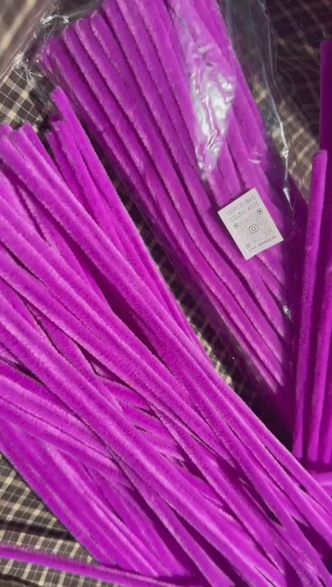 ŞÖNİL 100 LÜ LİLA RENK KOD A015 30 CM -🛍️ YOĞUN TÜYLÜ HOBİ ÇUBUĞU TEL EL İŞİ 100 LÜ PAKET💐