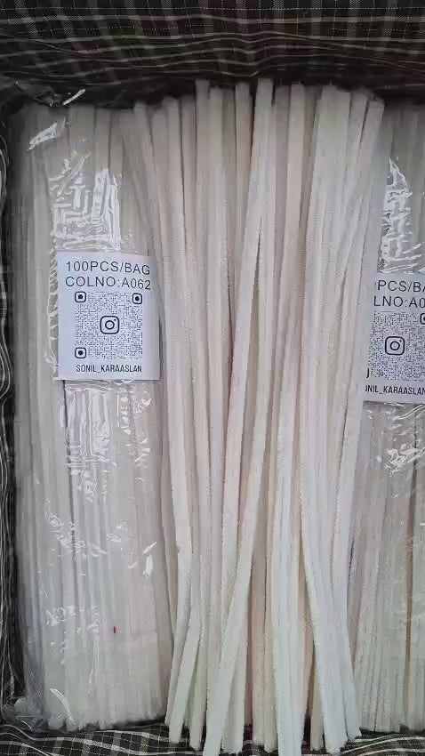 ŞÖNİL 100 LÜ KREM RENK KOD A062 30 CM -🛍️ YOĞUN TÜYLÜ HOBİ ÇUBUĞU TEL EL İŞİ 100 LÜ PAKET💐